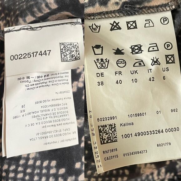 HUGO Silk Python Snake Print Sleeveless Blouse Black Gray 6 - Picture 5 of 5